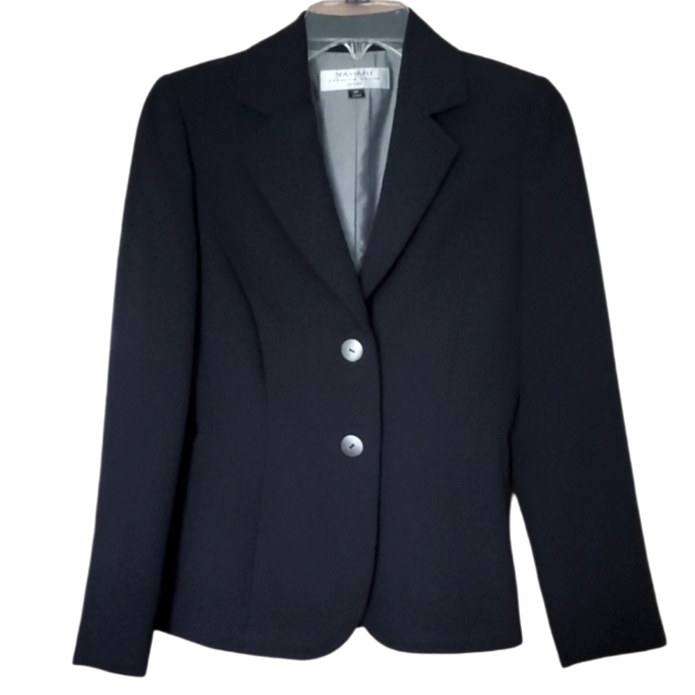 Tahari Arthur S Levine Classic Black 2 Button Blazer Suitcoat Size 2P